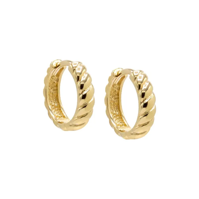 Ribbed Huggie Earring 14K sold by Adina Eden's