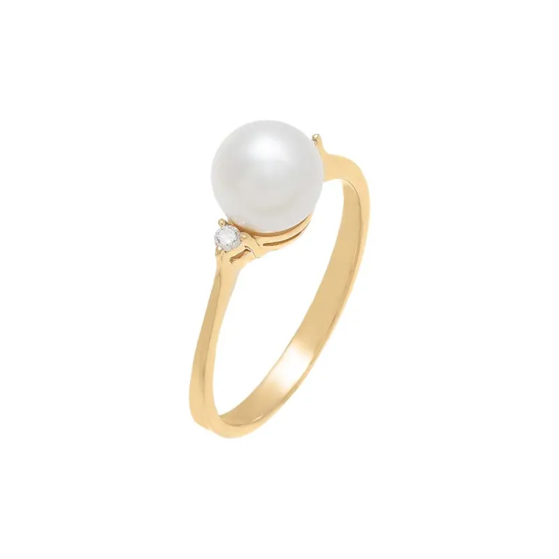 Diamond X Pearl Ring 14K sold by Adina Eden's