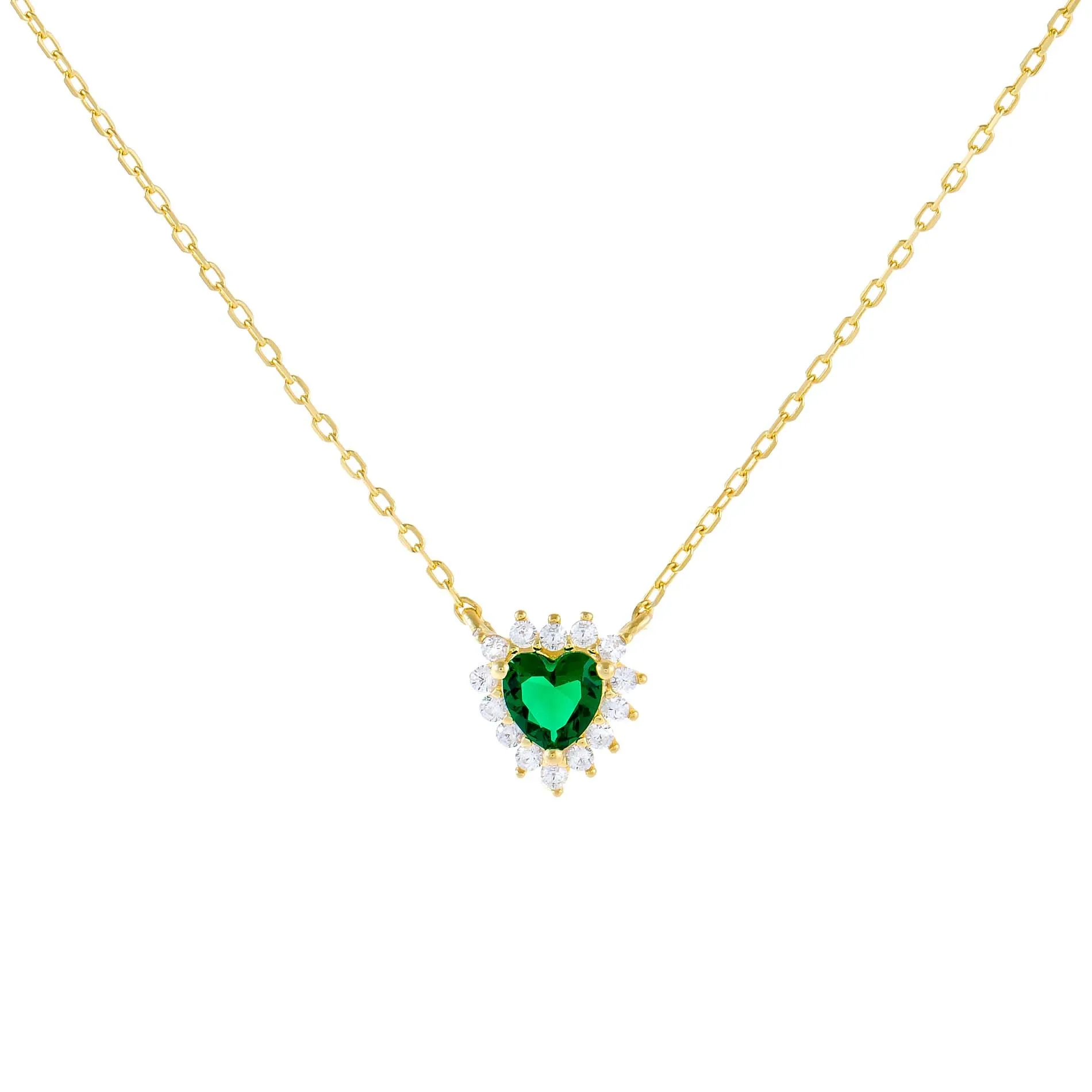 CZ Emerald Heart Necklace sold by Adina Eden's