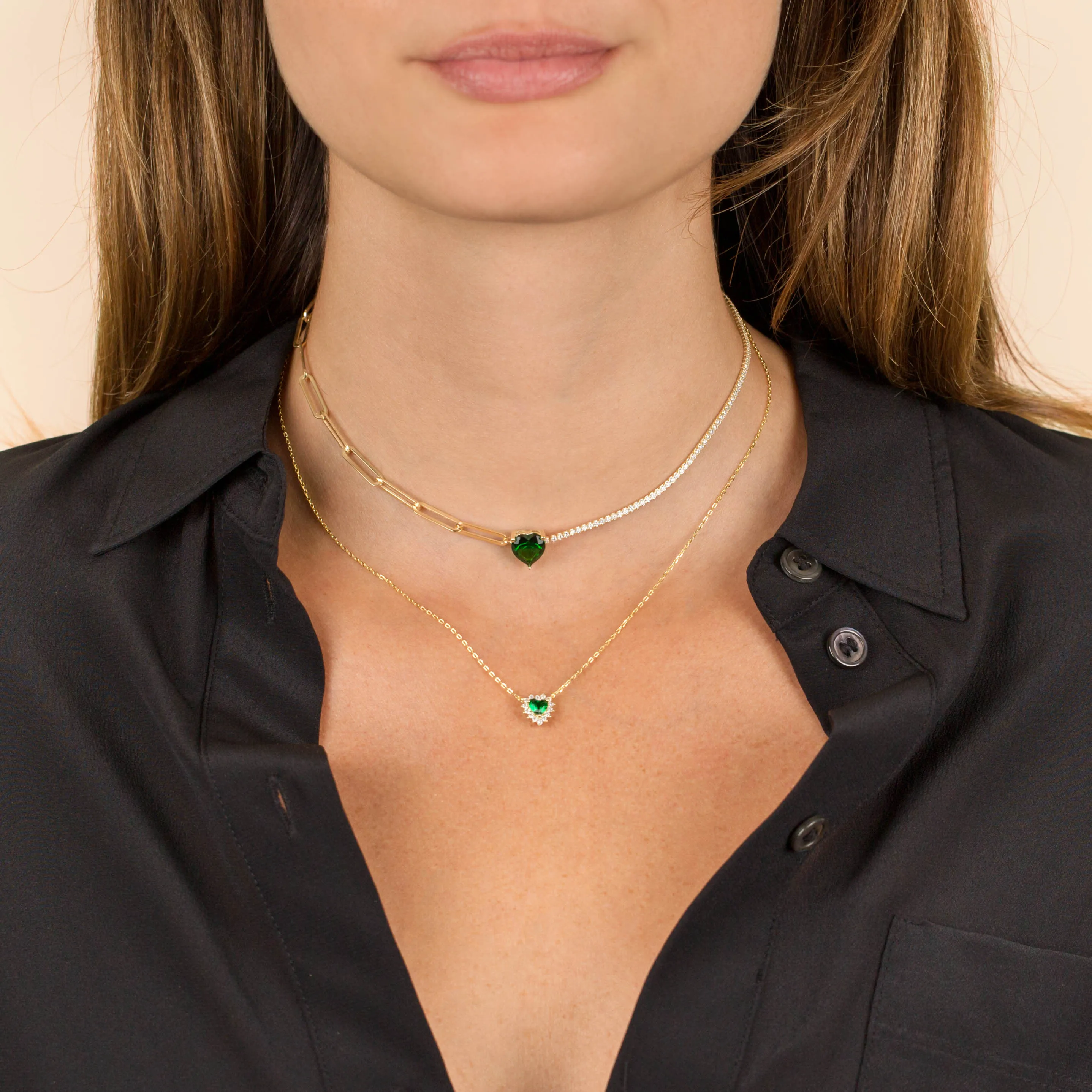 CZ Emerald Heart Necklace sold by Adina Eden's product image thumbnail 2
