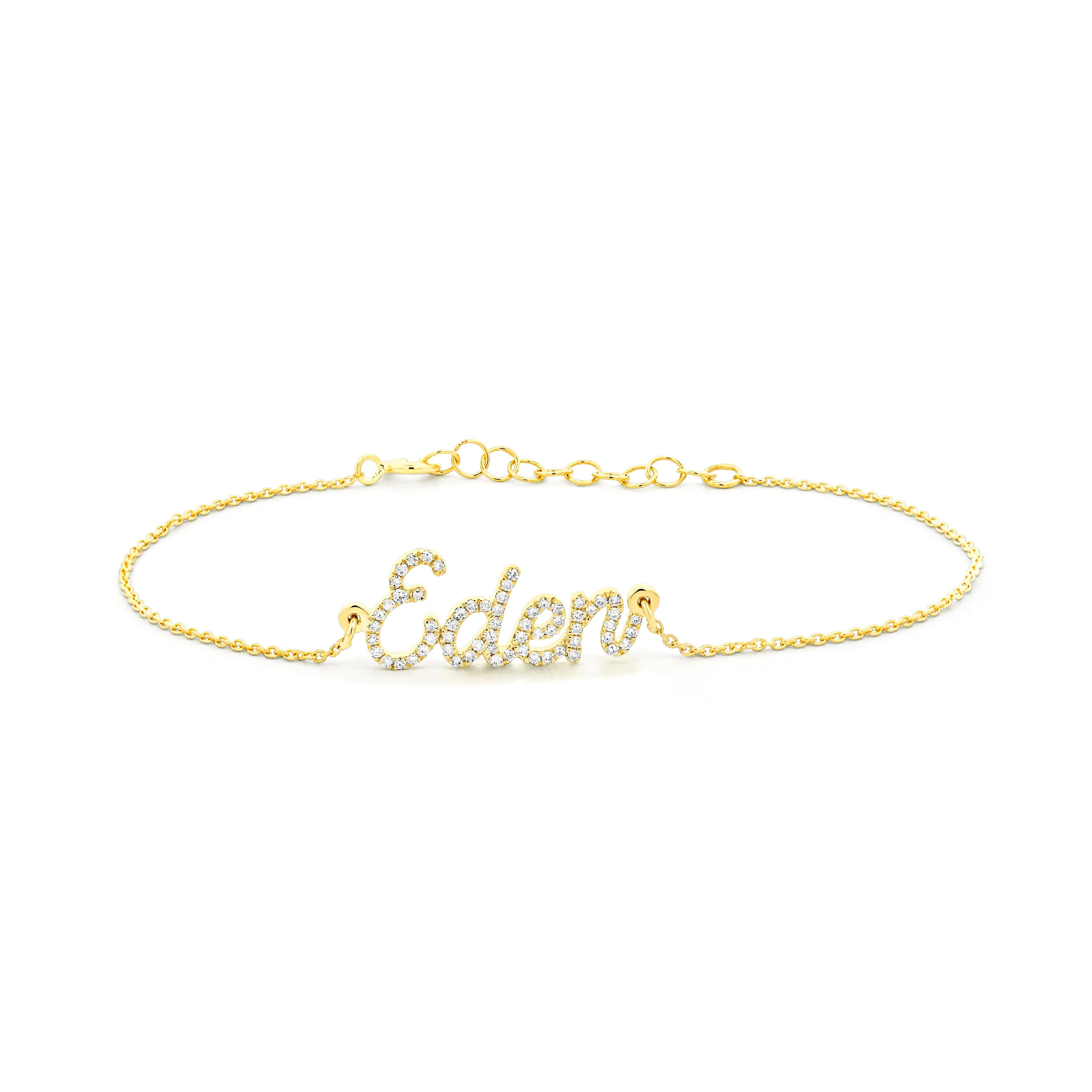 Diamond Pave Script Name Bracelet 14K sold by Adina Eden's product image thumbnail 3