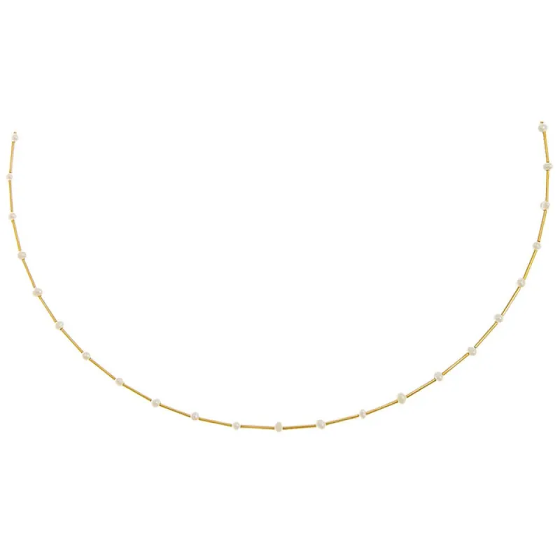 Petite Pearl X Wire Chain Necklace 14K sold by Adina Eden's