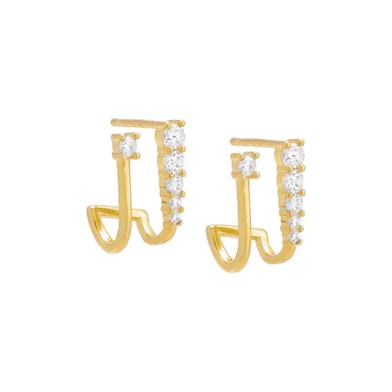 Colored Double CZ Stud Earring sold by Adina Eden's