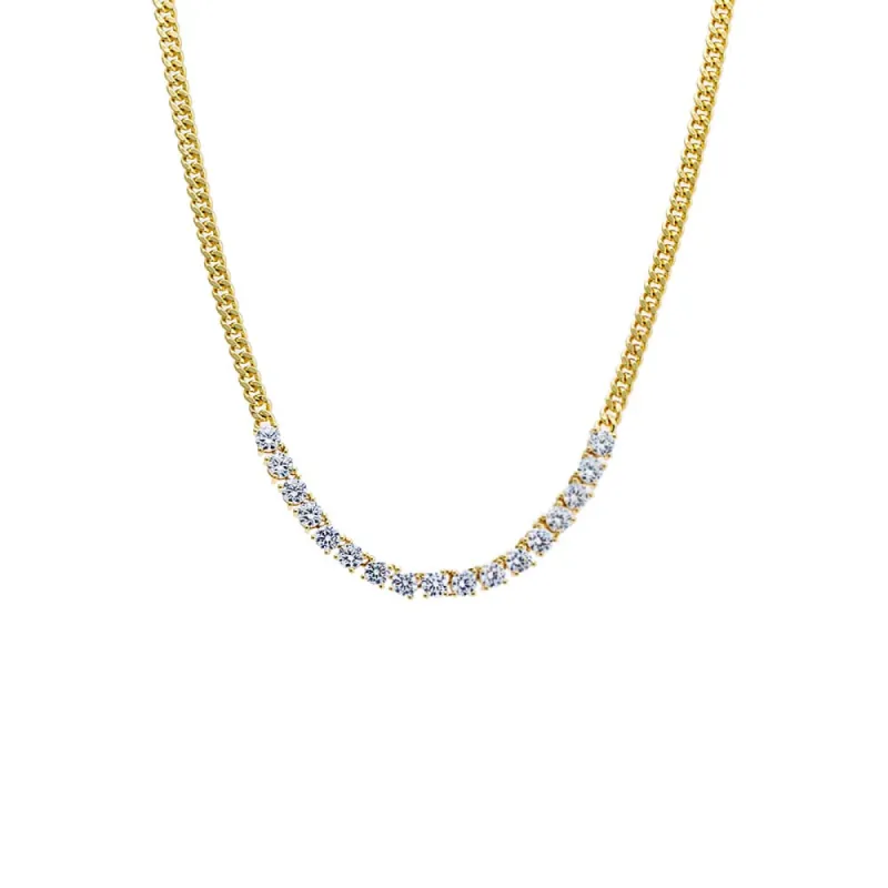 Multi CZ Solitaires Cuban Link Choker Necklace sold by Adina Eden's
