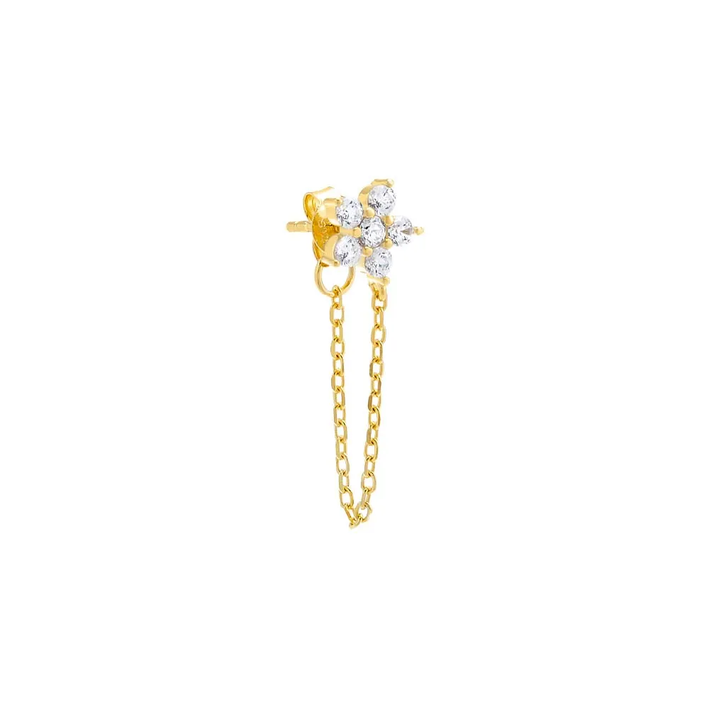 CZ Flower Chain Drop Front Back Stud Earring sold by Adina Eden's product image thumbnail 2