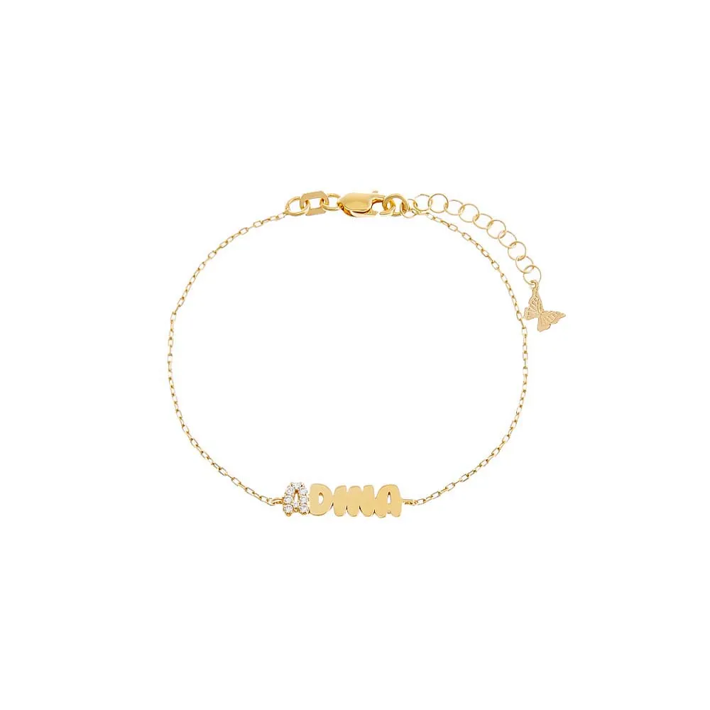 Pave Accented Flat Bubble Letter Nameplate Bracelet sold by Adina Eden's