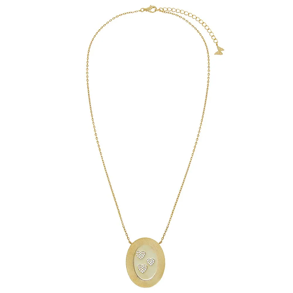 Triple Pave Heart Oval Disc Necklace sold by Adina Eden's product image thumbnail 2