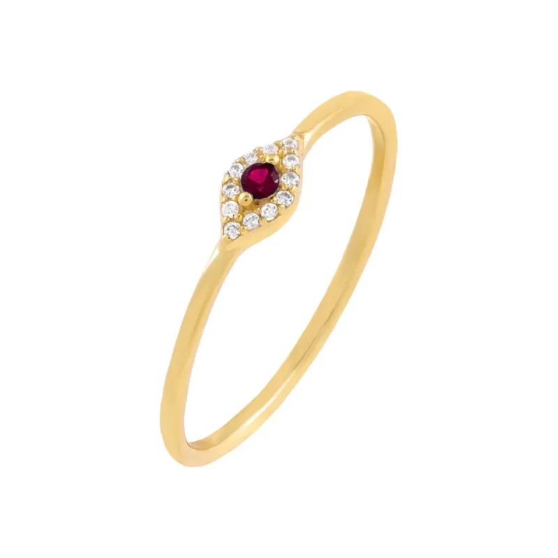 Multi Stone Evil Eye Thin Ring sold by Adina Eden's