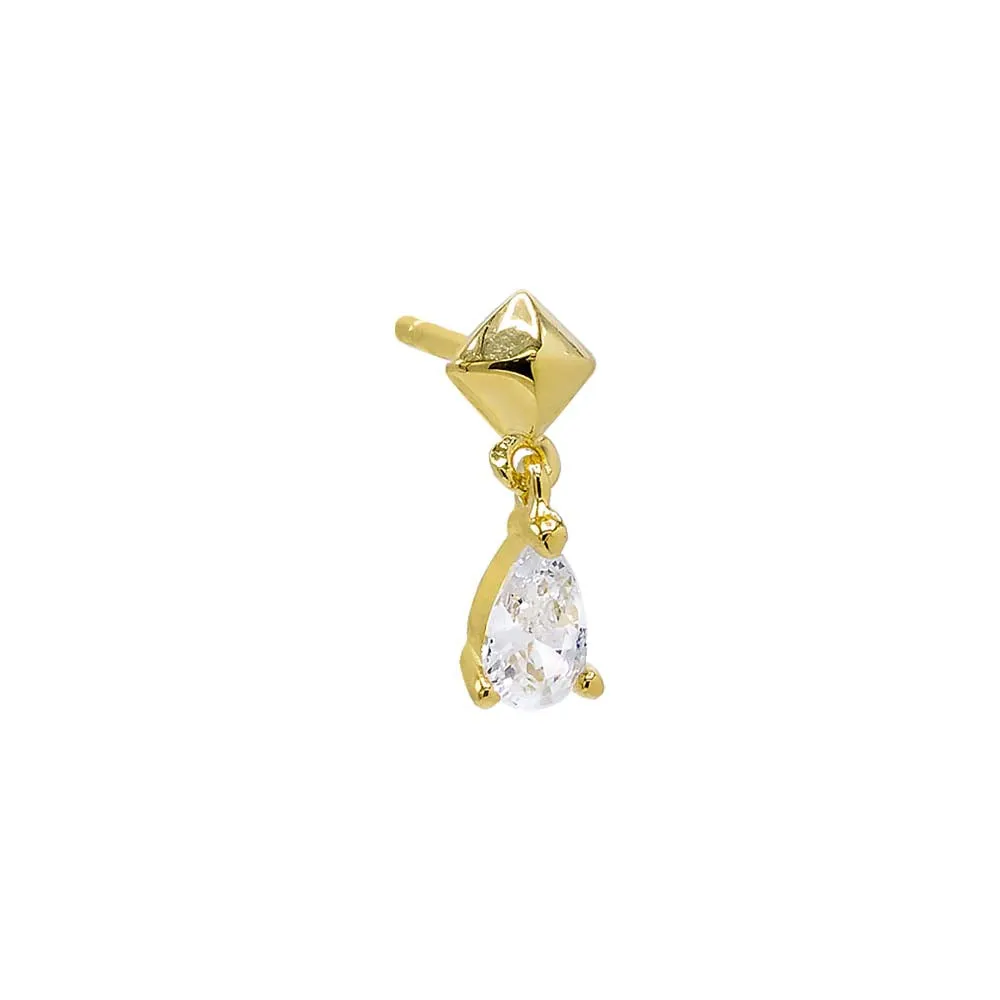 Dangling CZ Teardrop Stud Earring sold by Adina Eden's product image thumbnail 4