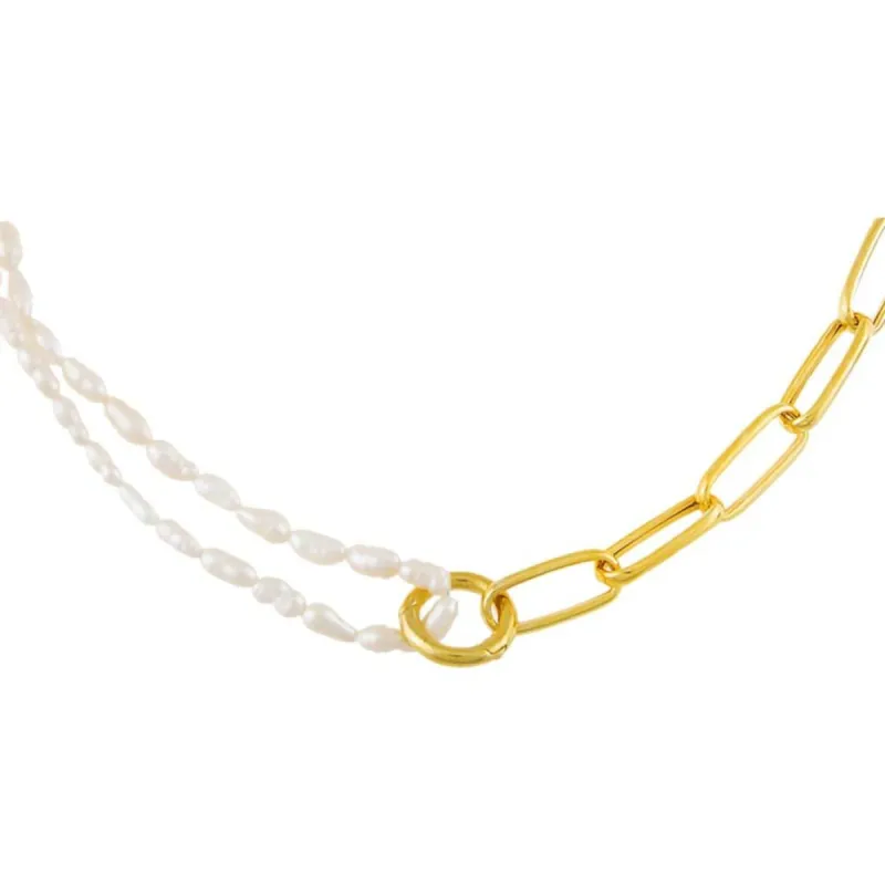 Asymmetrical Freshwater Pearl Link Necklace sold by Adina Eden's