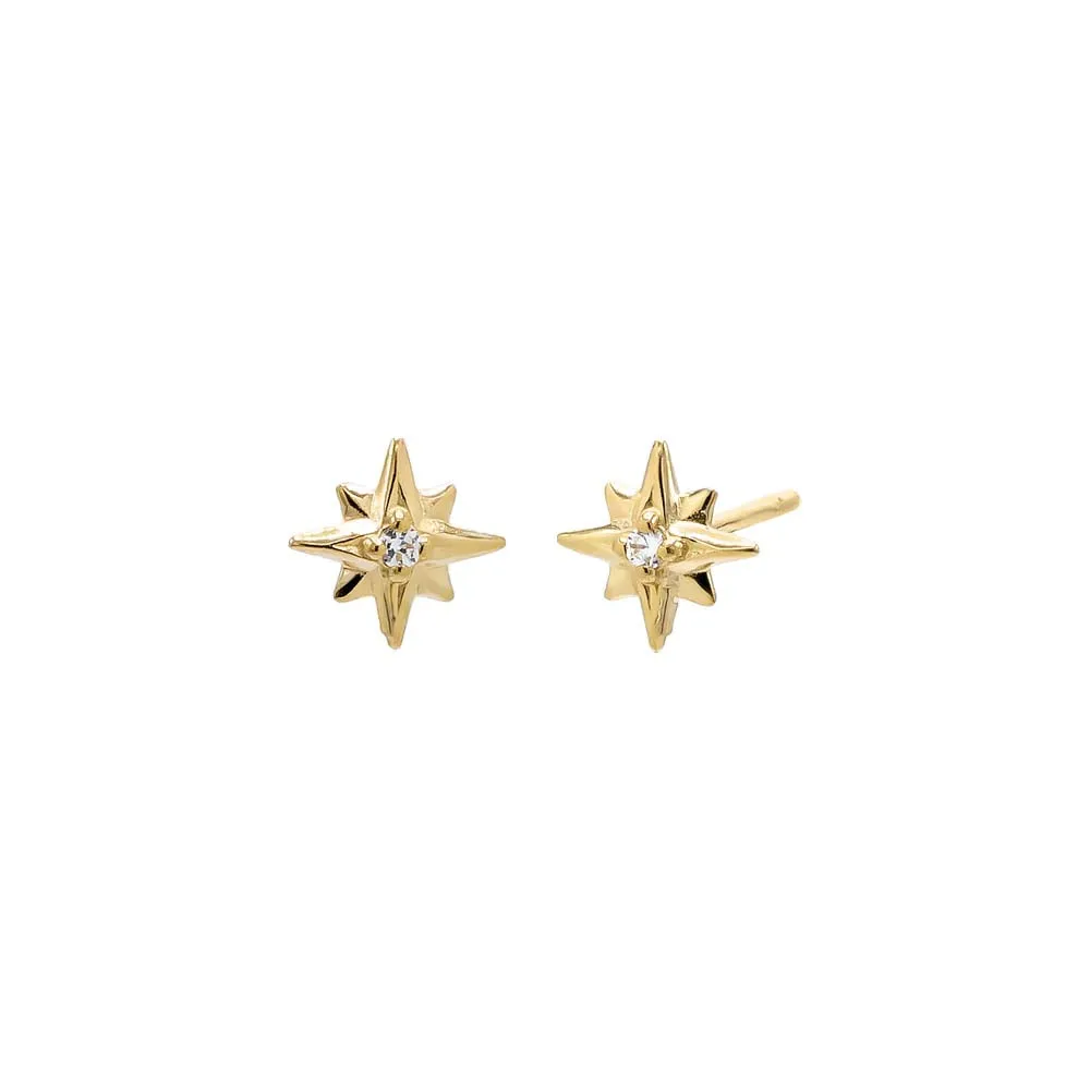 CZ Starburst Stud Earring 14K sold by Adina Eden's