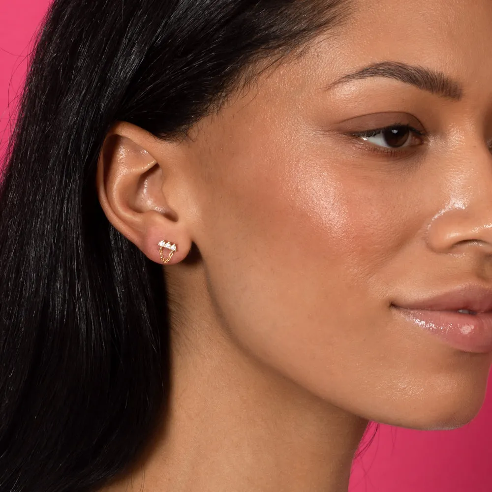 3 Prong Bar Chain Stud Earring sold by Adina Eden's product image thumbnail 4