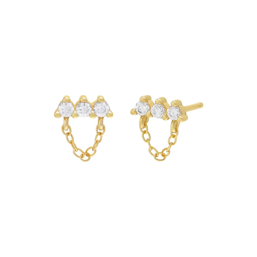3 Prong Bar Chain Stud Earring sold by Adina Eden's product image thumbnail 3