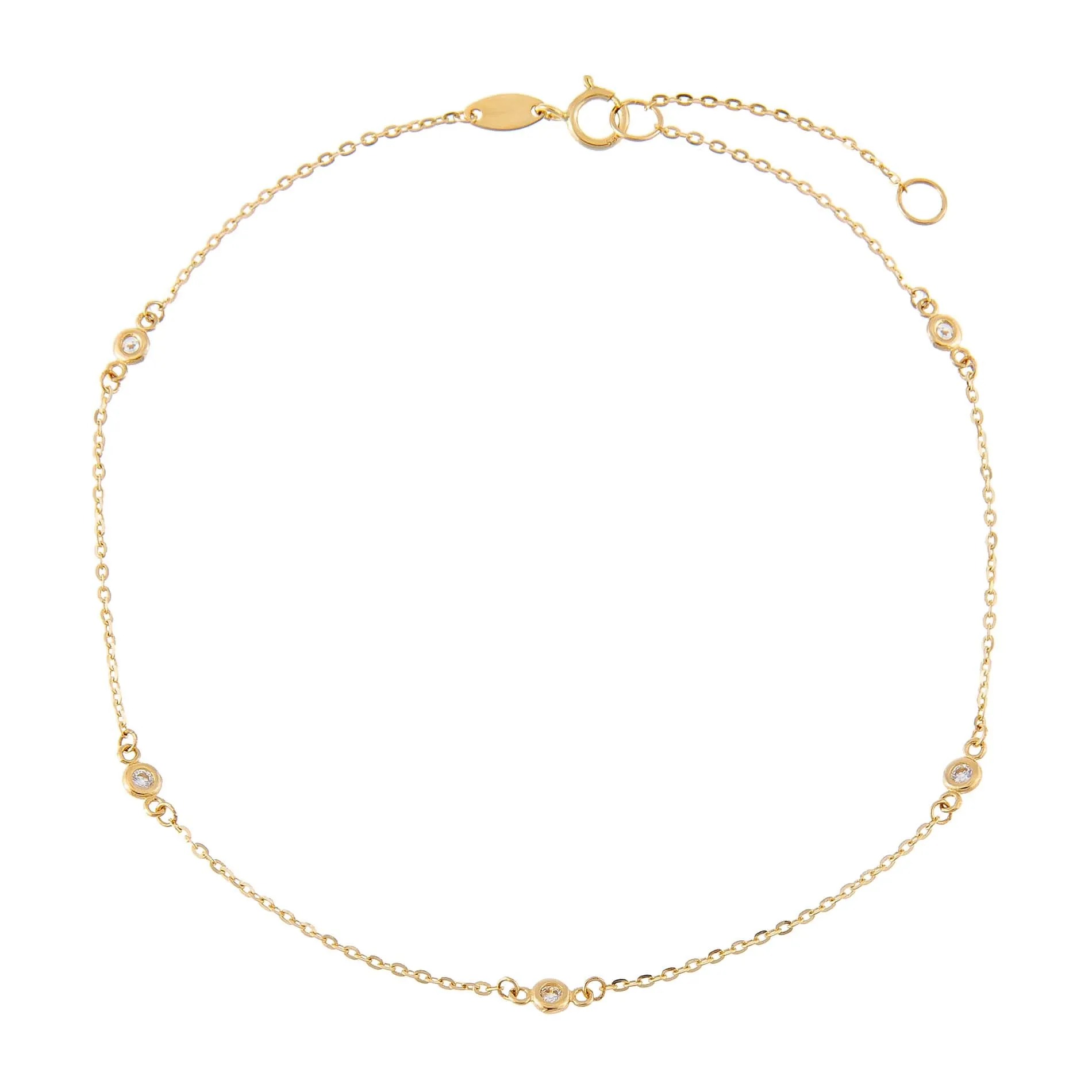 CZ Bezel Anklet 14K sold by Adina Eden's