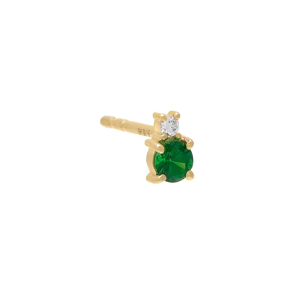 Diamond X Gemstone Stud Earring 14K sold by Adina Eden's product image thumbnail 3