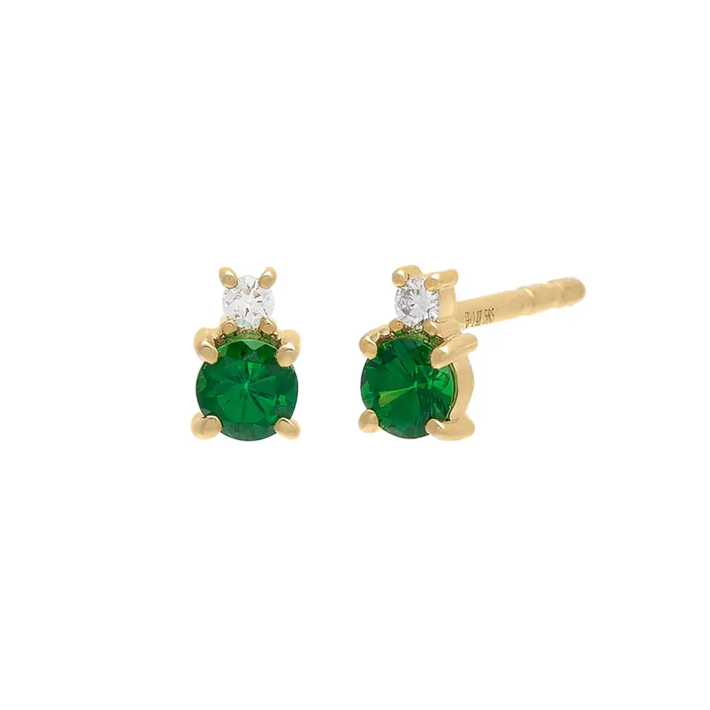 Diamond X Gemstone Stud Earring 14K sold by Adina Eden's