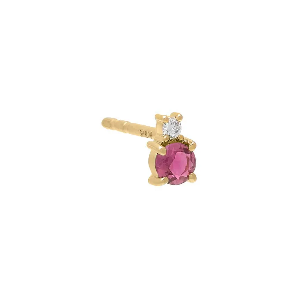 Diamond X Gemstone Stud Earring 14K sold by Adina Eden's product image thumbnail 5