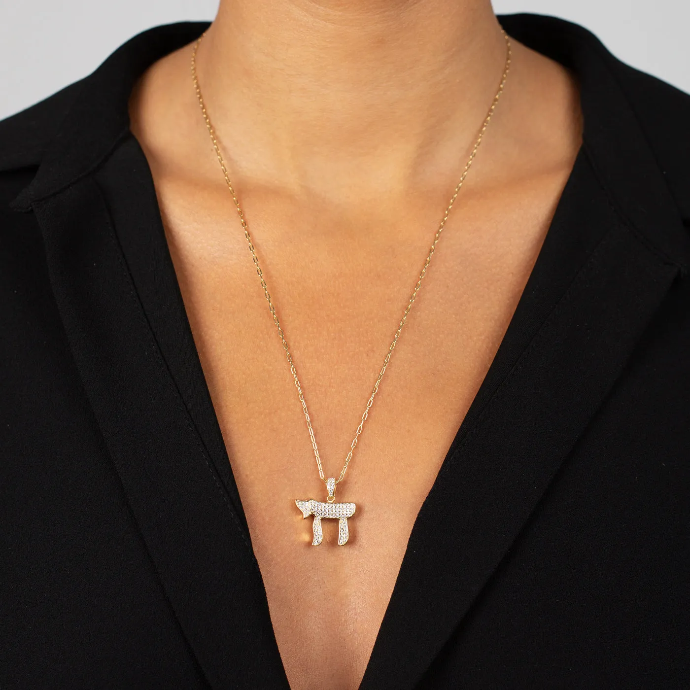 Pave Chai Necklace Charm sold by Adina Eden's product image thumbnail 2