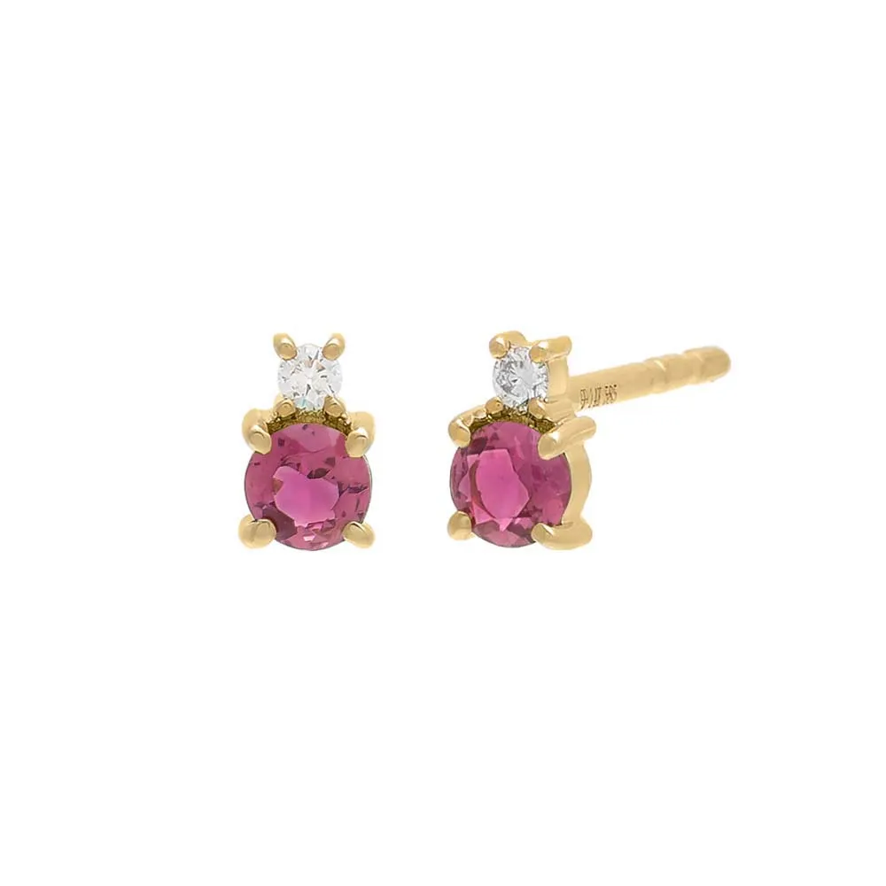 Diamond X Gemstone Stud Earring 14K sold by Adina Eden's product image thumbnail 4