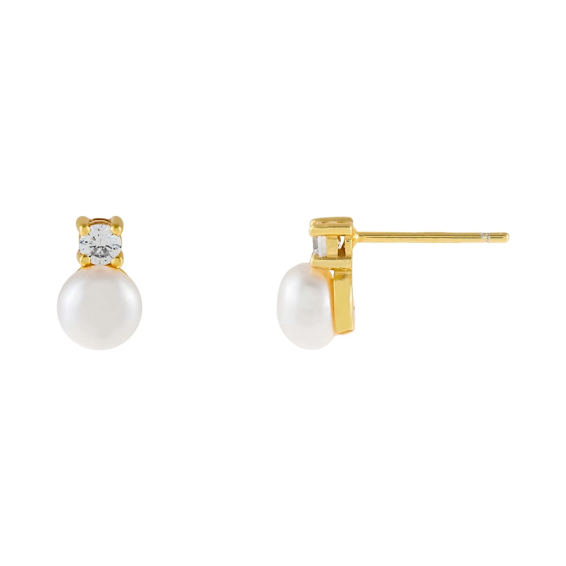 CZ Pearl Stud Earring sold by Adina Eden's