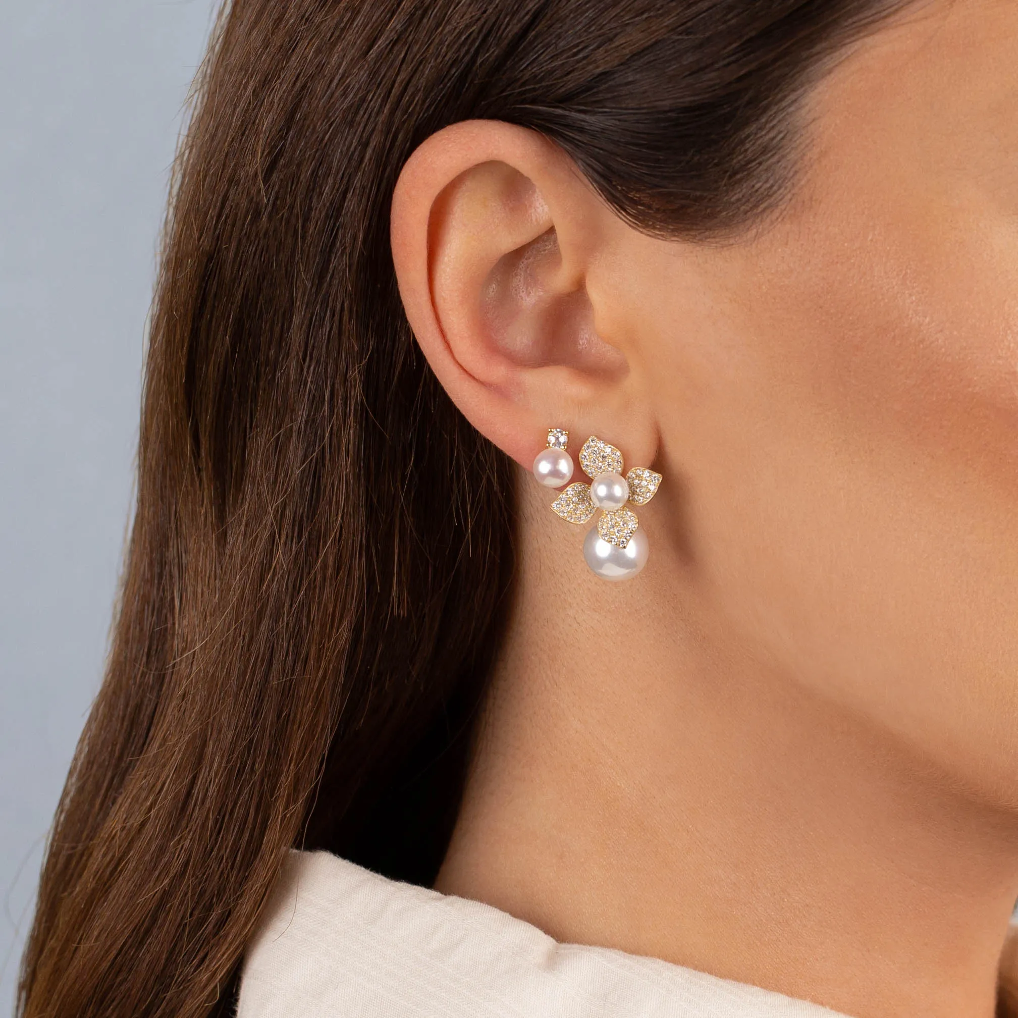 CZ Pearl Stud Earring sold by Adina Eden's product image thumbnail 2