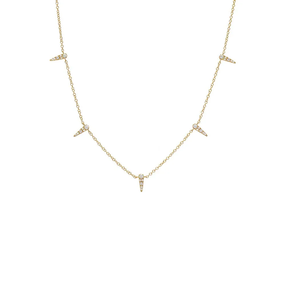Diamond Pave Multi Spike Pendant Necklace 14K sold by Adina Eden's