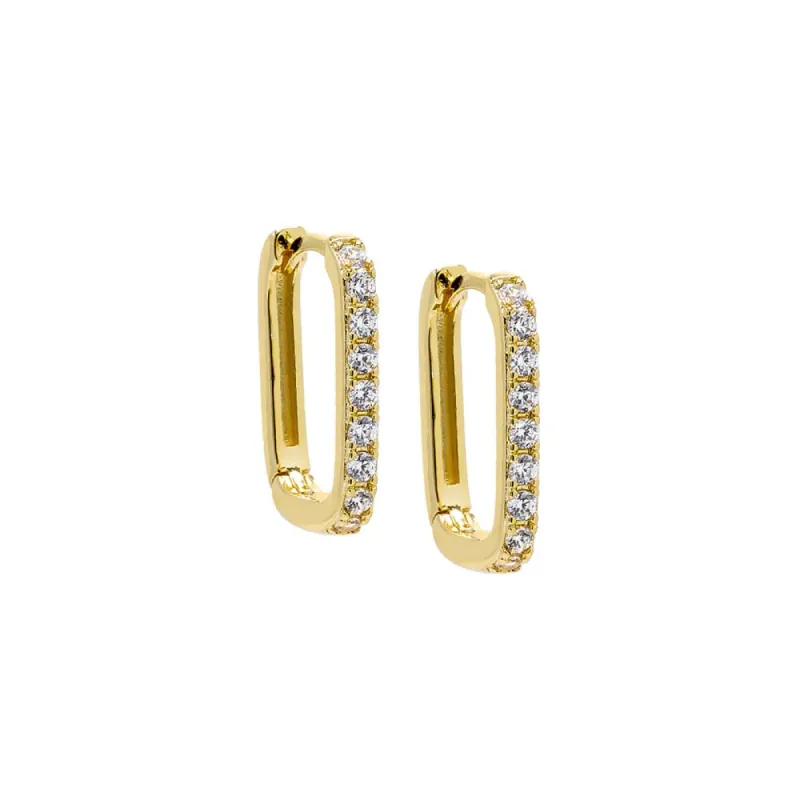 CZ U-Shape Huggie Earring sold by Adina Eden's