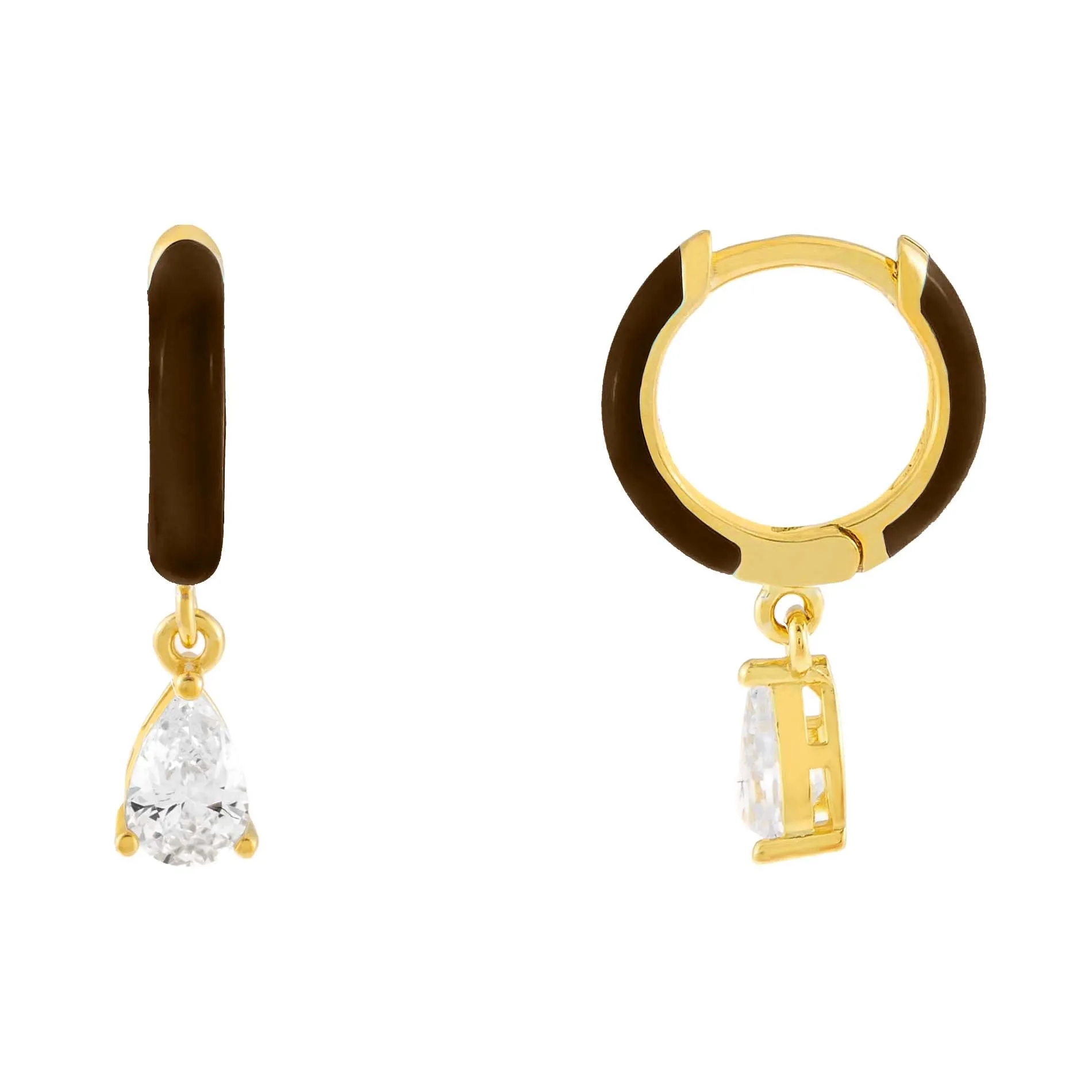 Neutral Enamel Teardrop Huggie Earring sold by Adina Eden's product image thumbnail 4