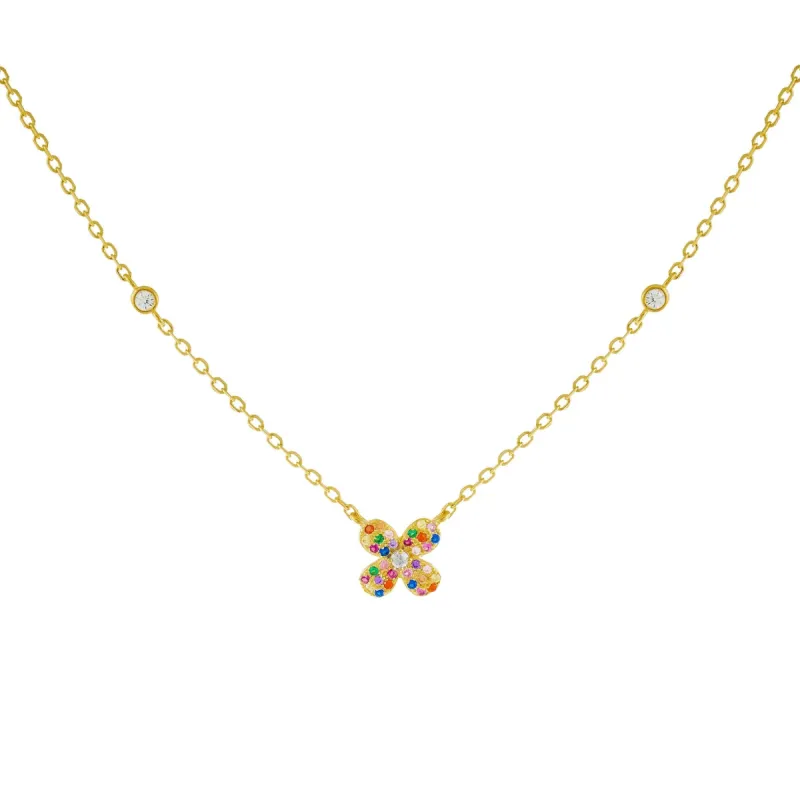 CZ Rainbow Flower Necklace sold by Adina Eden's