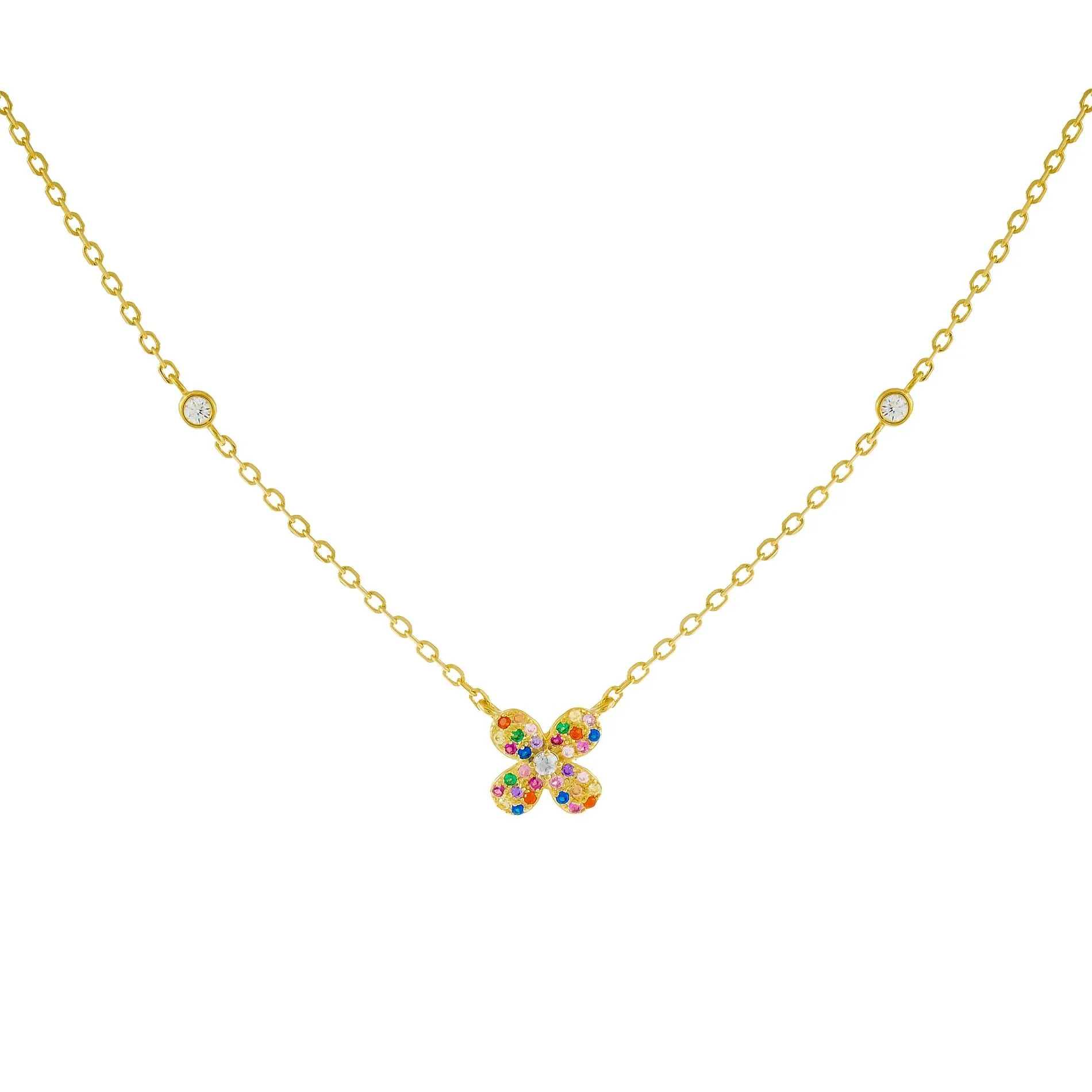 CZ Rainbow Flower Necklace sold by Adina Eden's