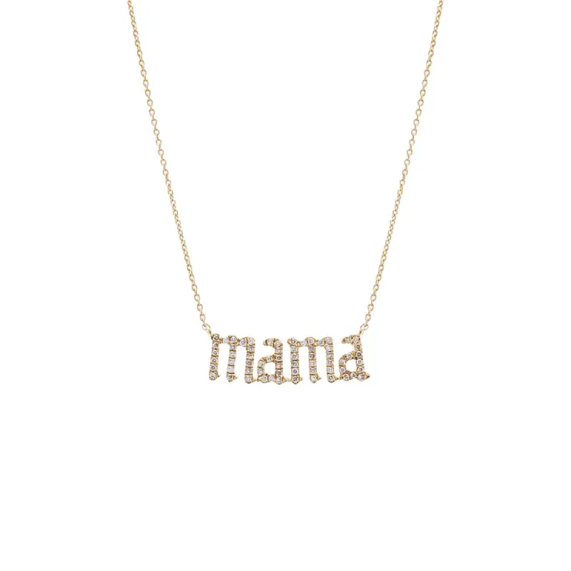 Diamond Pave Mama Nameplate Necklace 14K sold by Adina Eden's