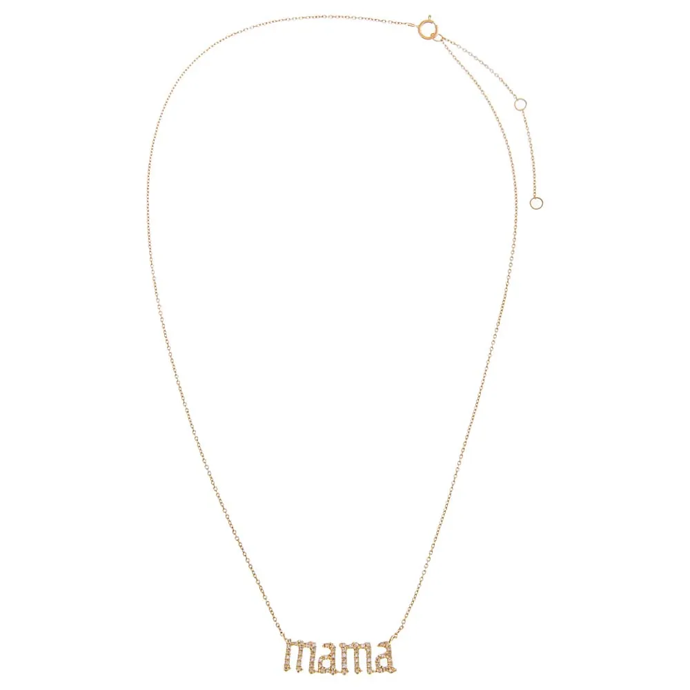 Diamond Pave Mama Nameplate Necklace 14K sold by Adina Eden's product image thumbnail 2