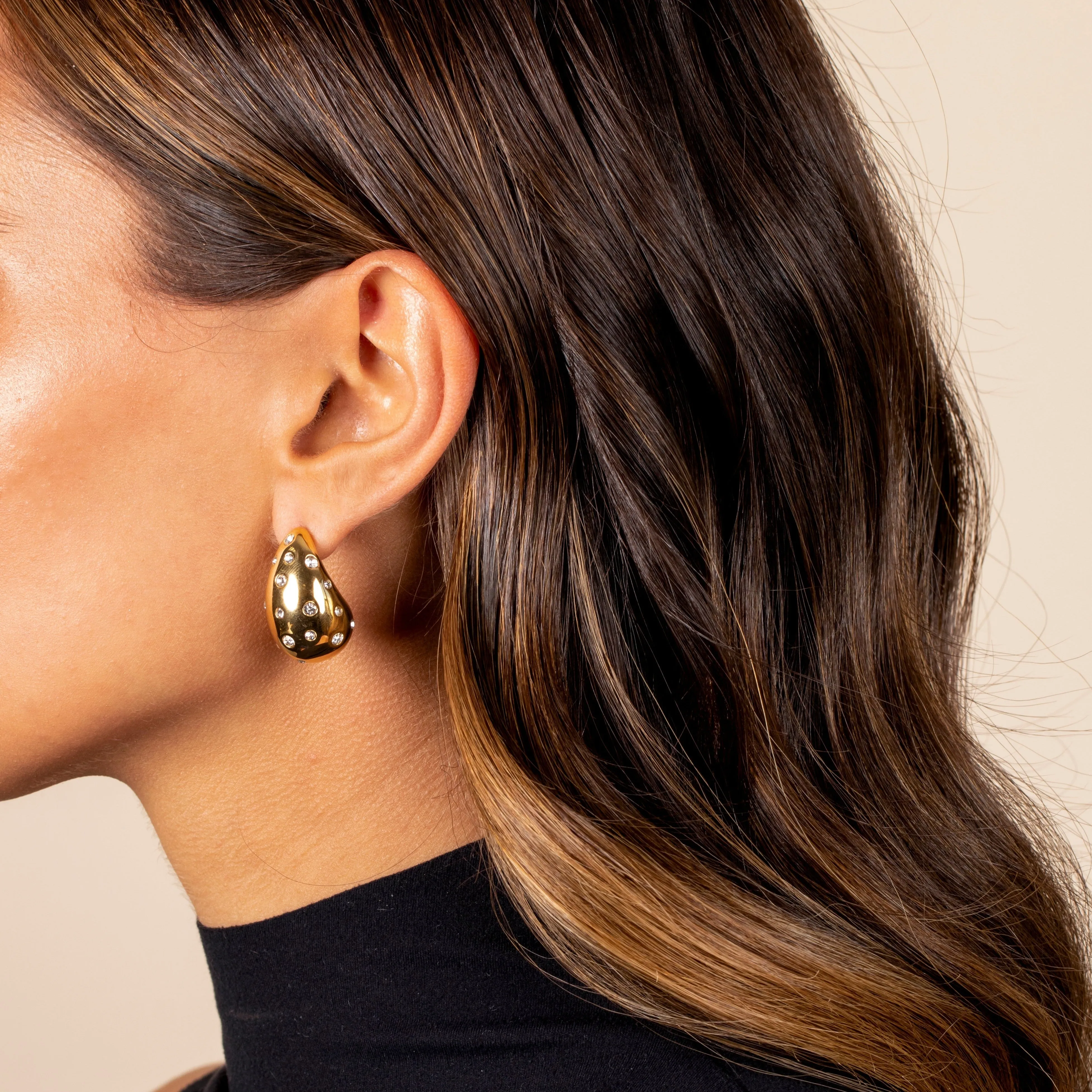 CZ Scattered Teardrop Drop Stud Earring sold by Adina Eden's product image thumbnail 2