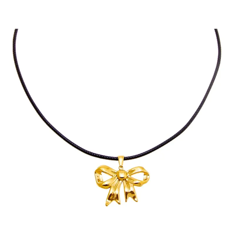 Solid Bow Tie Rope Pendant Necklace sold by Adina Eden's
