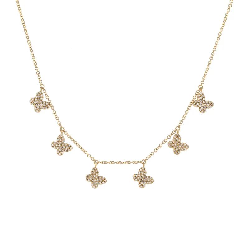 Diamond Dangling Multi Butterfly Necklace 14K sold by Adina Eden's