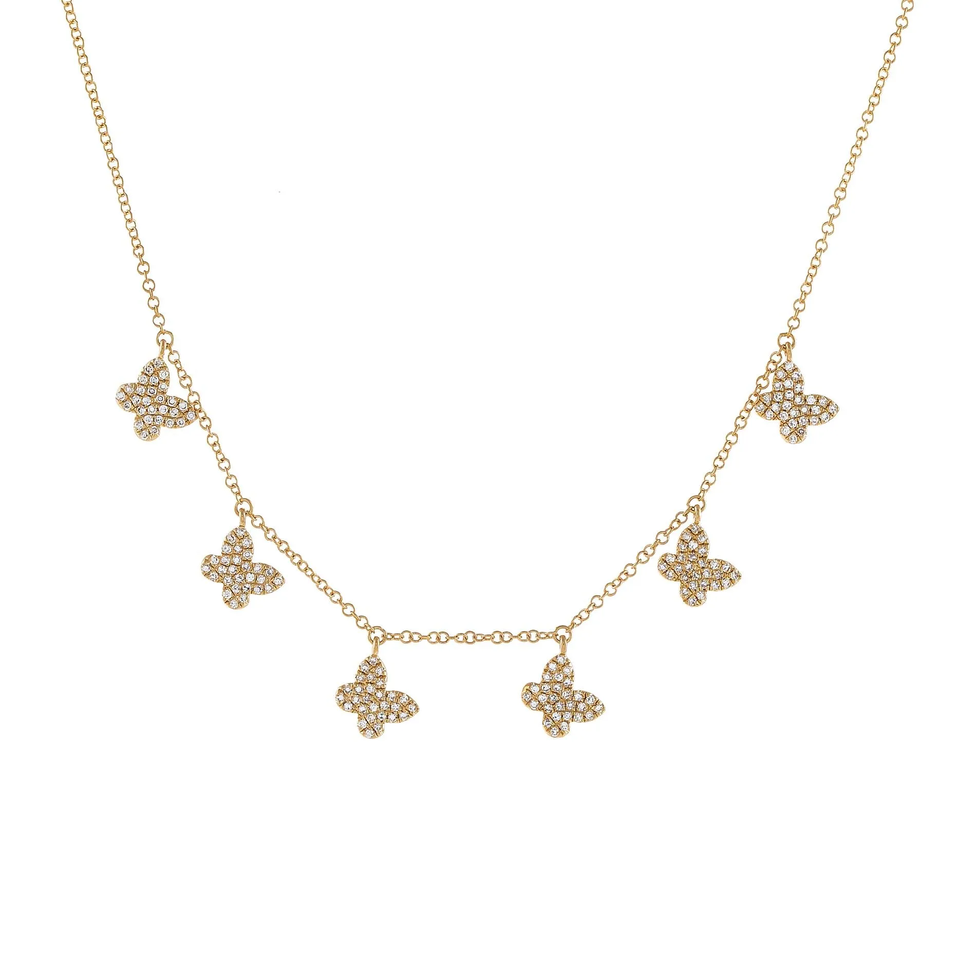 Diamond Dangling Multi Butterfly Necklace 14K sold by Adina Eden's