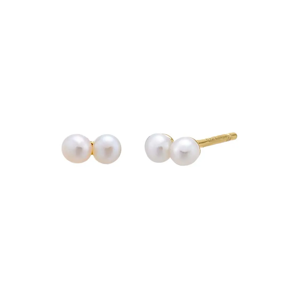 Mini Double Pearl Stud Earring sold by Adina Eden's