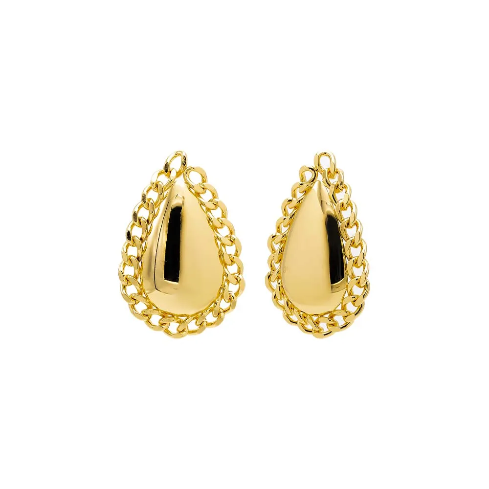 Cuban Chain Brushed Teardrop Stud Earring sold by Adina Eden's