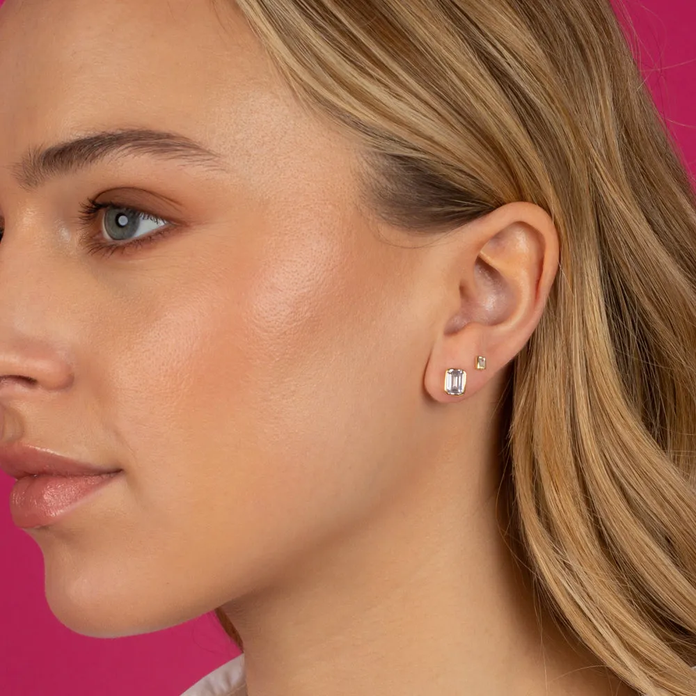 Emerald Bezel Stud Earring sold by Adina Eden's product image thumbnail 2