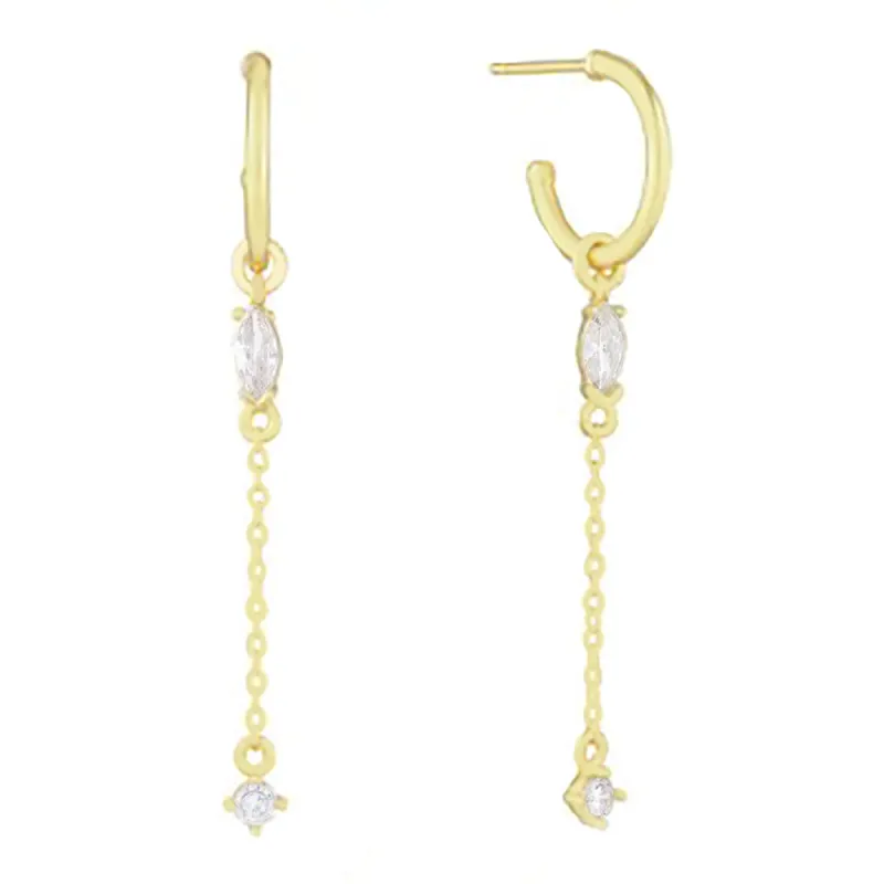 Marquise Chain Drop Hoop Earring sold by Adina Eden's