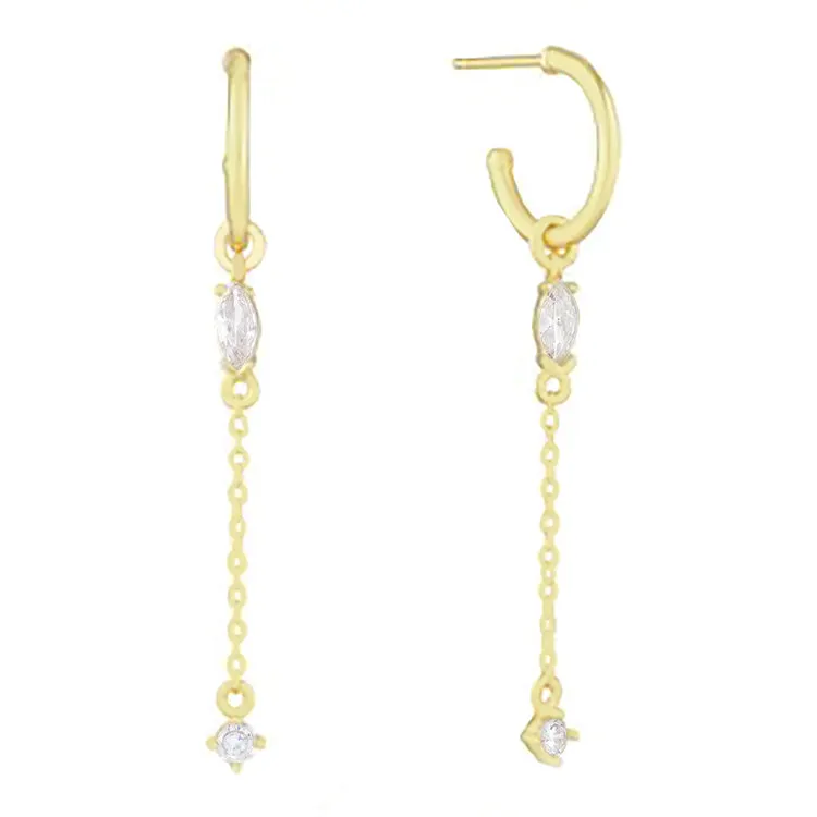 Marquise Chain Drop Hoop Earring sold by Adina Eden's