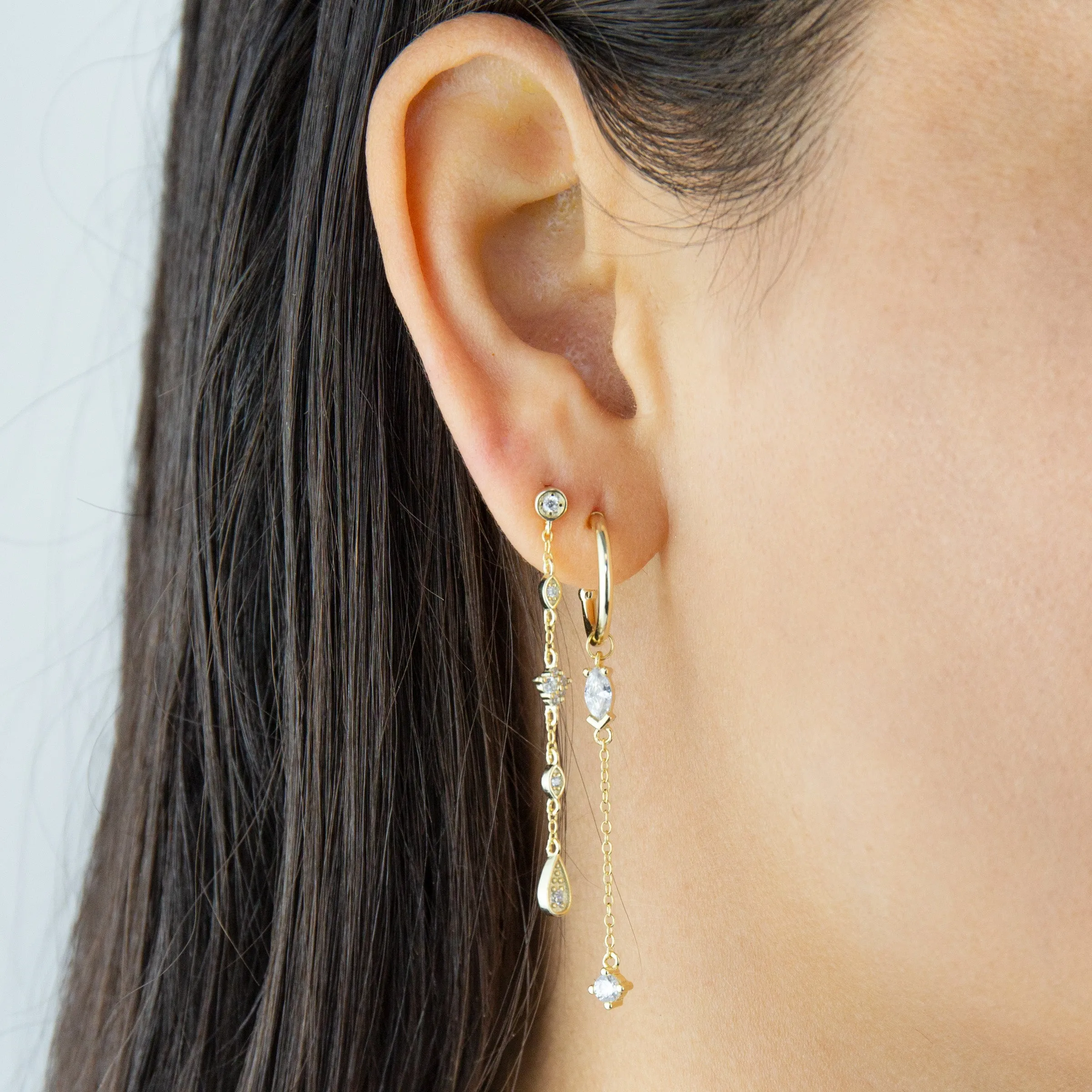 Marquise Chain Drop Hoop Earring sold by Adina Eden's product image thumbnail 2