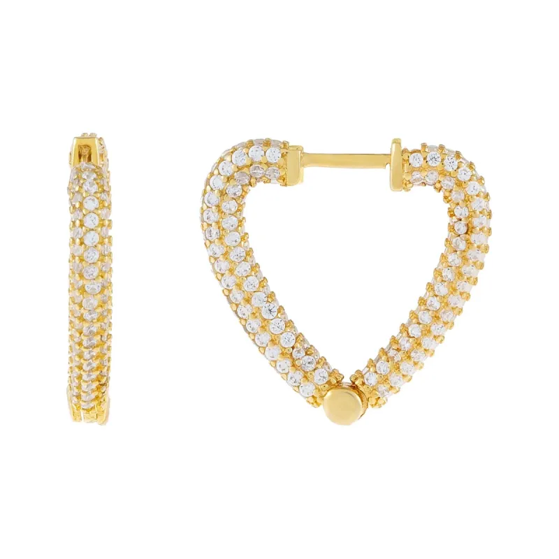 Pavé Open Heart Hoop Earring sold by Adina Eden's