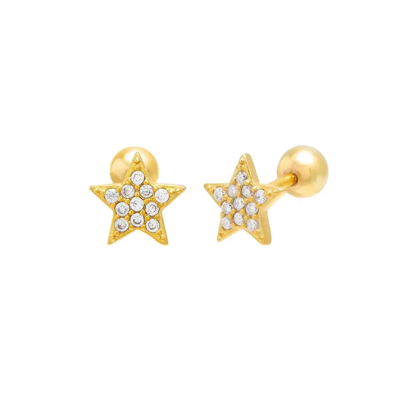 Pavé Star Threaded Ball Stud Earring sold by Adina Eden's