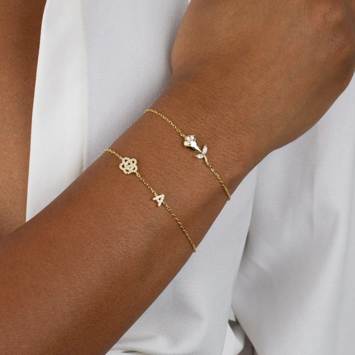 Pavé Rose Initial Bracelet sold by Adina Eden's product image thumbnail 2