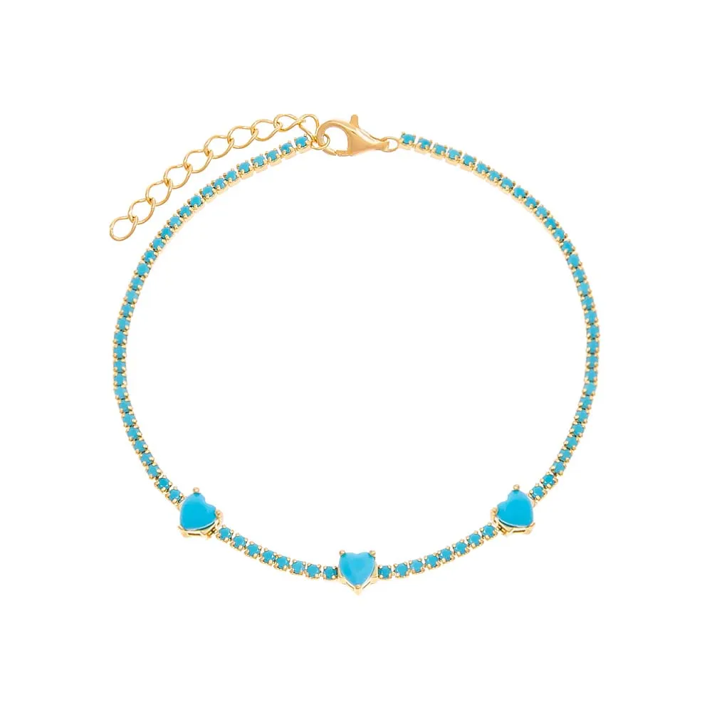 Colored Multi Heart Thin Tennis Bracelet sold by Adina Eden's product image thumbnail 5