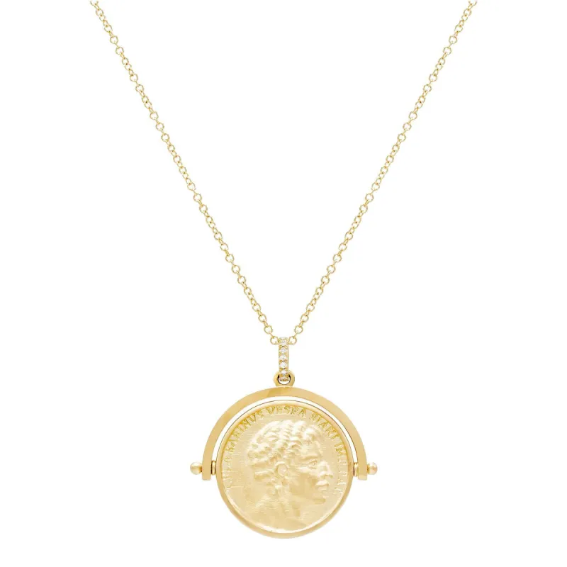 Diamond Vintage Coin Necklace 14K sold by Adina Eden's
