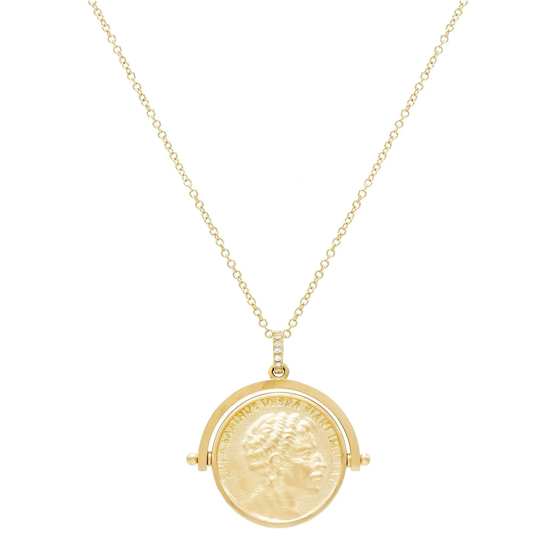 Diamond Vintage Coin Necklace 14K sold by Adina Eden's