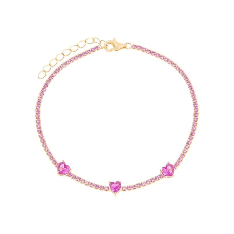 Colored Multi Heart Thin Tennis Bracelet sold by Adina Eden's
