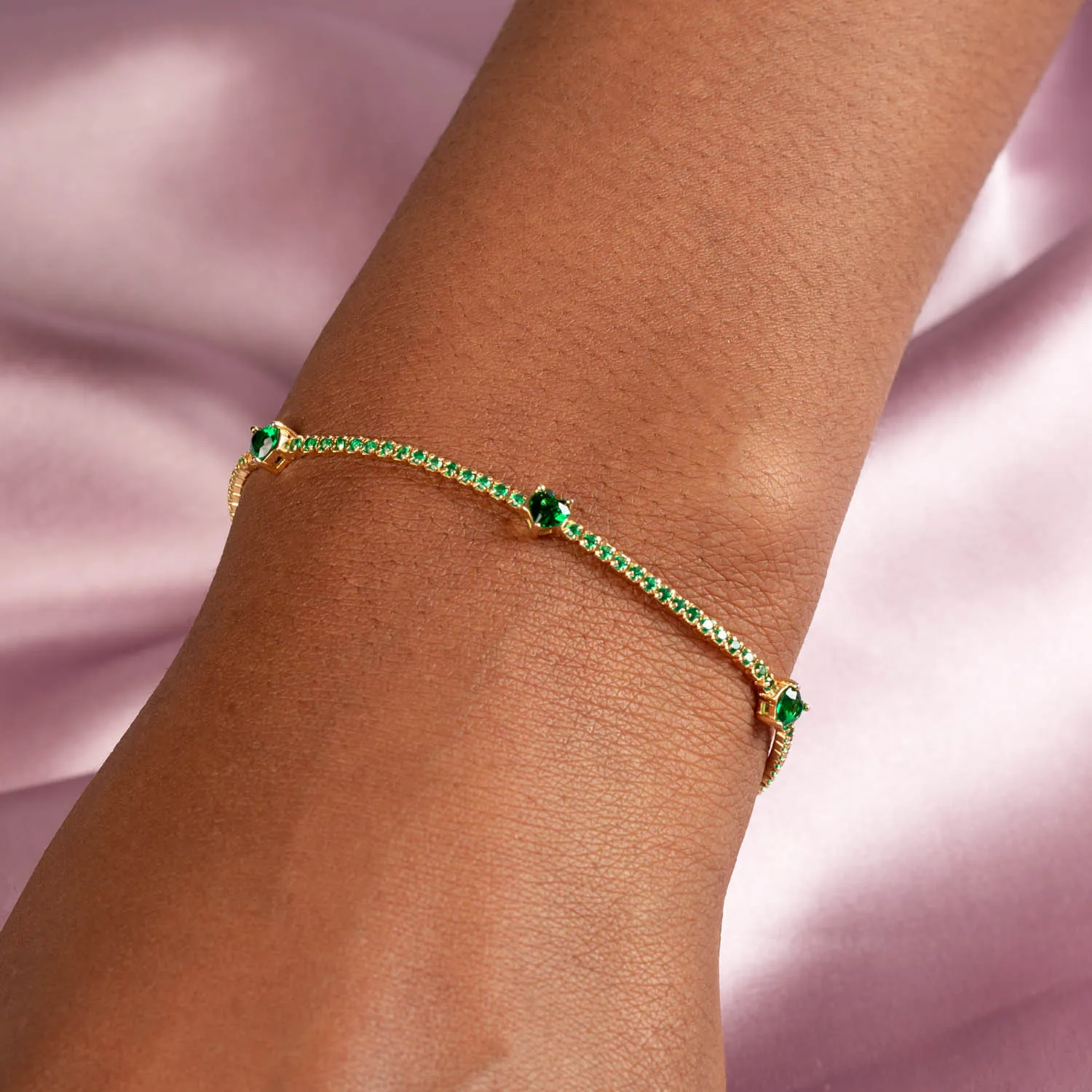 Colored Multi Heart Thin Tennis Bracelet sold by Adina Eden's product image thumbnail 2